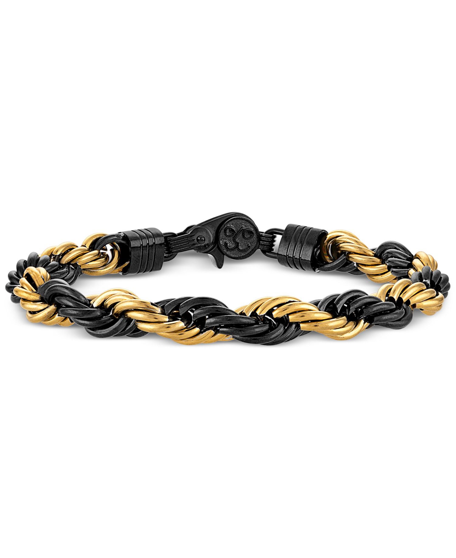Intertwined Rope Link Chain Bracelet in Black & Gold-Tone Ion-Plated Stainless Steel