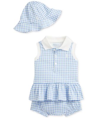 Polo Ralph Lauren - Baby Gingham Hat, Peplum Polo Shirt & Hat Set