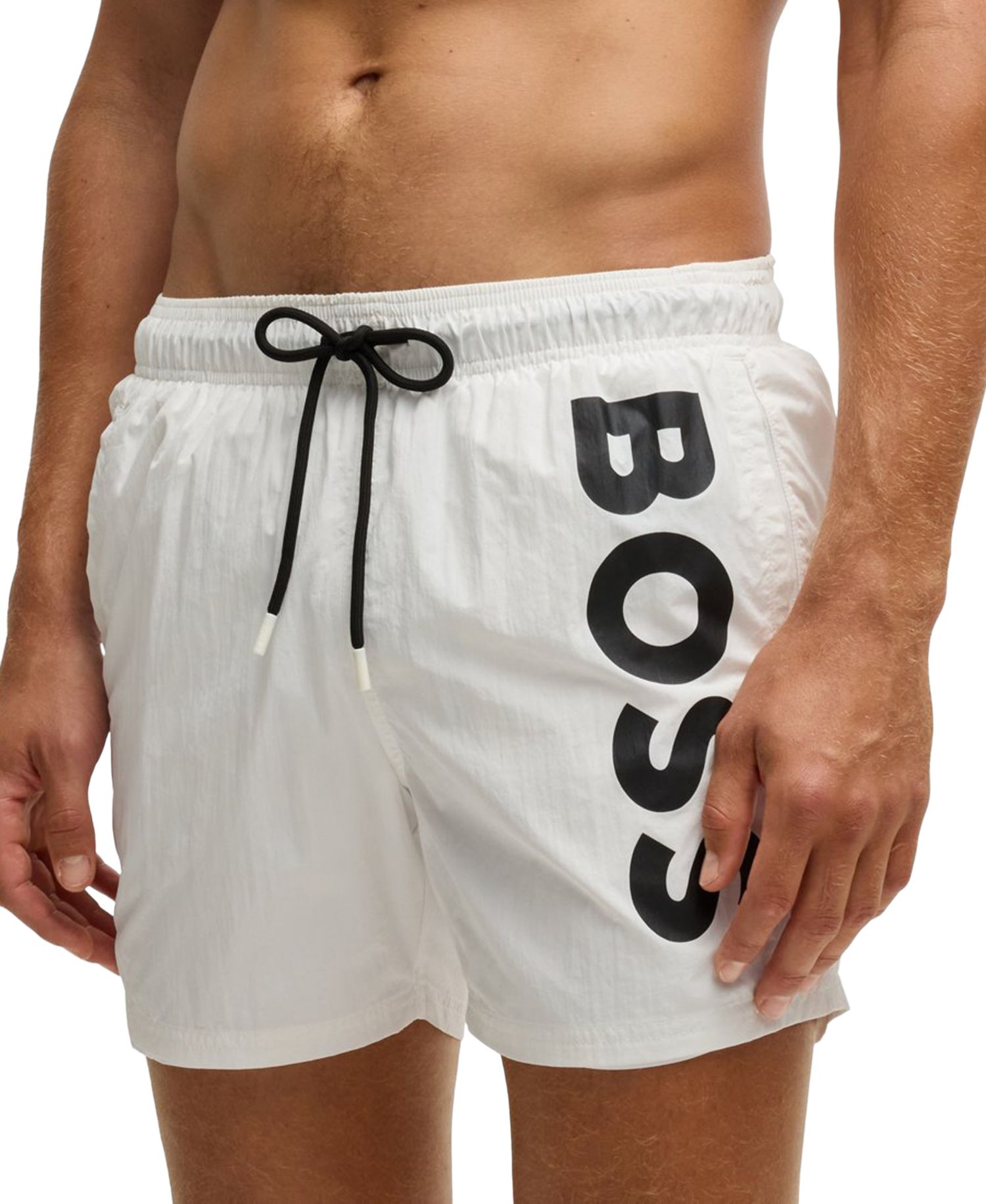 Men's Vertical-Logo Quick-Dry Poplin Swim Shorts