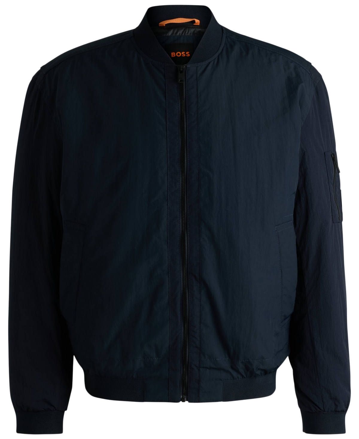 Hugo Boss Boss By  Men's Logo Badge Water-repellent Bomber Jacket In Dark Blue
