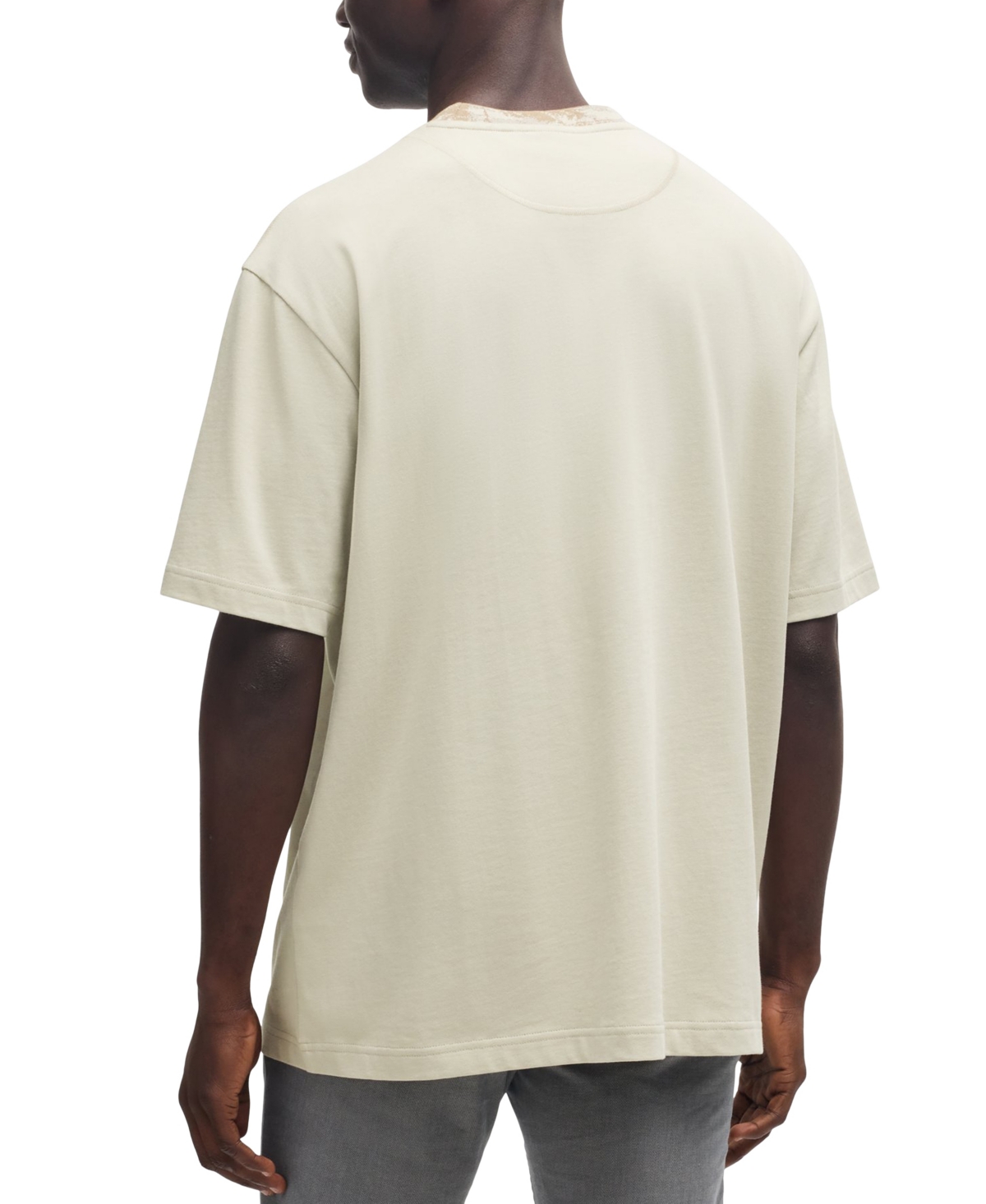 Hugo Boss Boss By  Men's Mixed Structures Regular-fit T-shirt In Open Beige