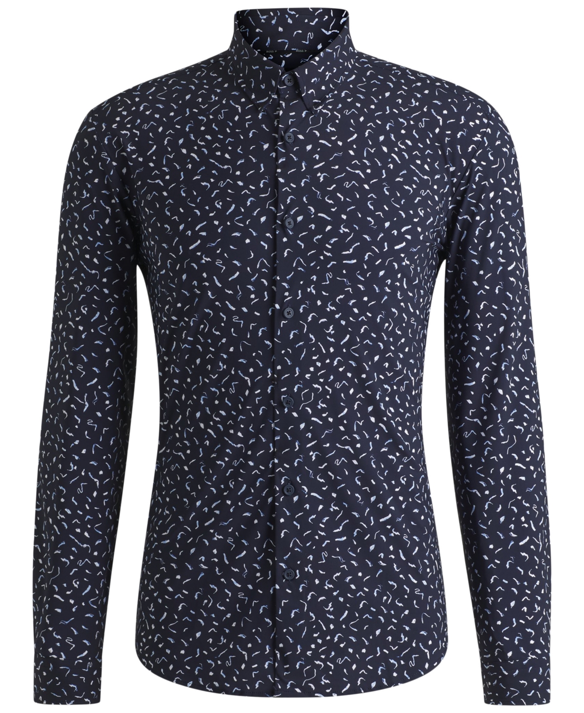 Hugo Boss Boss By  Men's Slim-fit Printed Performance Shirt In Navy