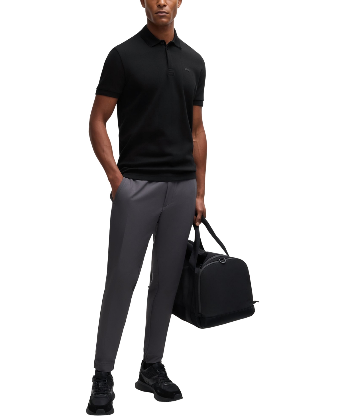 Hugo Boss Black Spread Collar Polo In Black