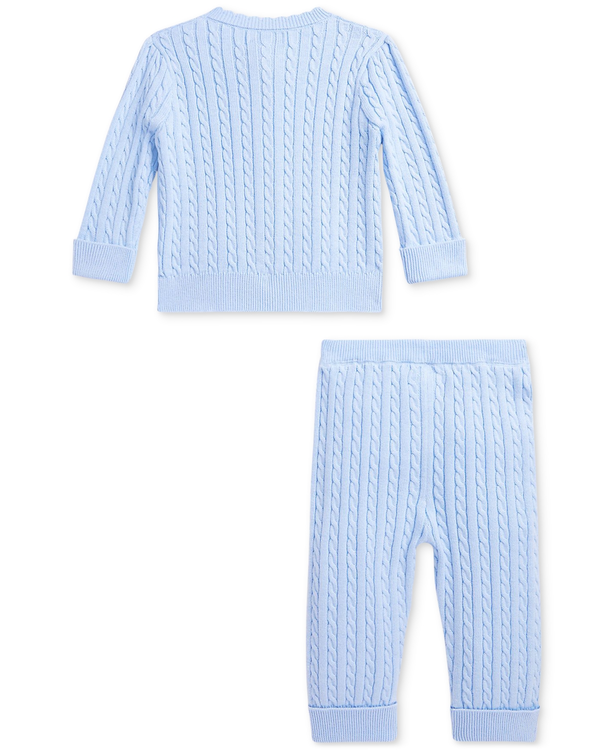 Polo Ralph Lauren Ralph Lauren Cable Cotton Cardigan & Pants Set In Blue