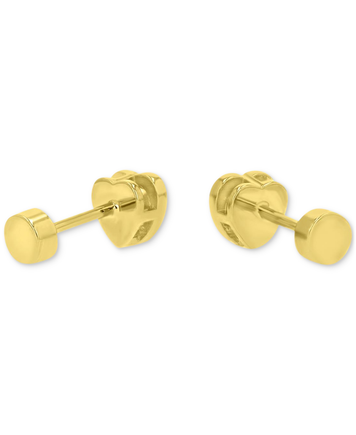 Macy's Cubic Zirconia Heart Stud Earrings (3/4 Ct. T.w.) In 14k Gold-plated Sterling Silver In Gold