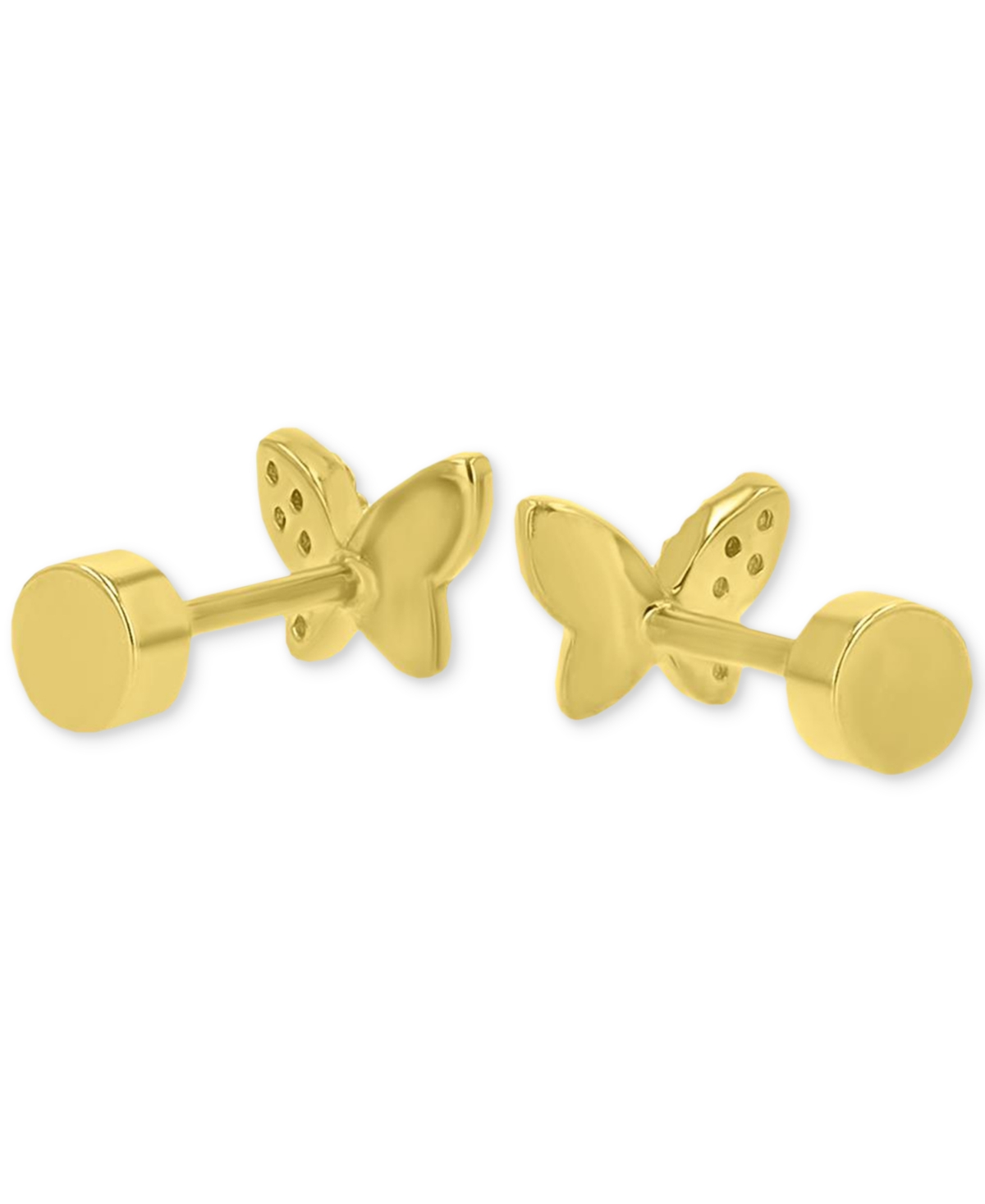 Macy's Cubic Zirconia Butterfly Stud Earrings (1/10 Ct. T.w.) In 14k Gold-plated Sterling Silver In Gold