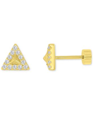 Cubic Zirconia Triangle Stud Earrings (1/4 ct. t.w.) in 14k Gold-Plated Sterling Silver