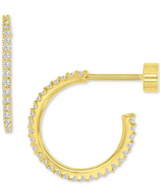 Cubic Zirconia Small Hoop Earrings (1/2 ct. t.w.) in 14k Gold-Plated Sterling Silver, 0.62" 