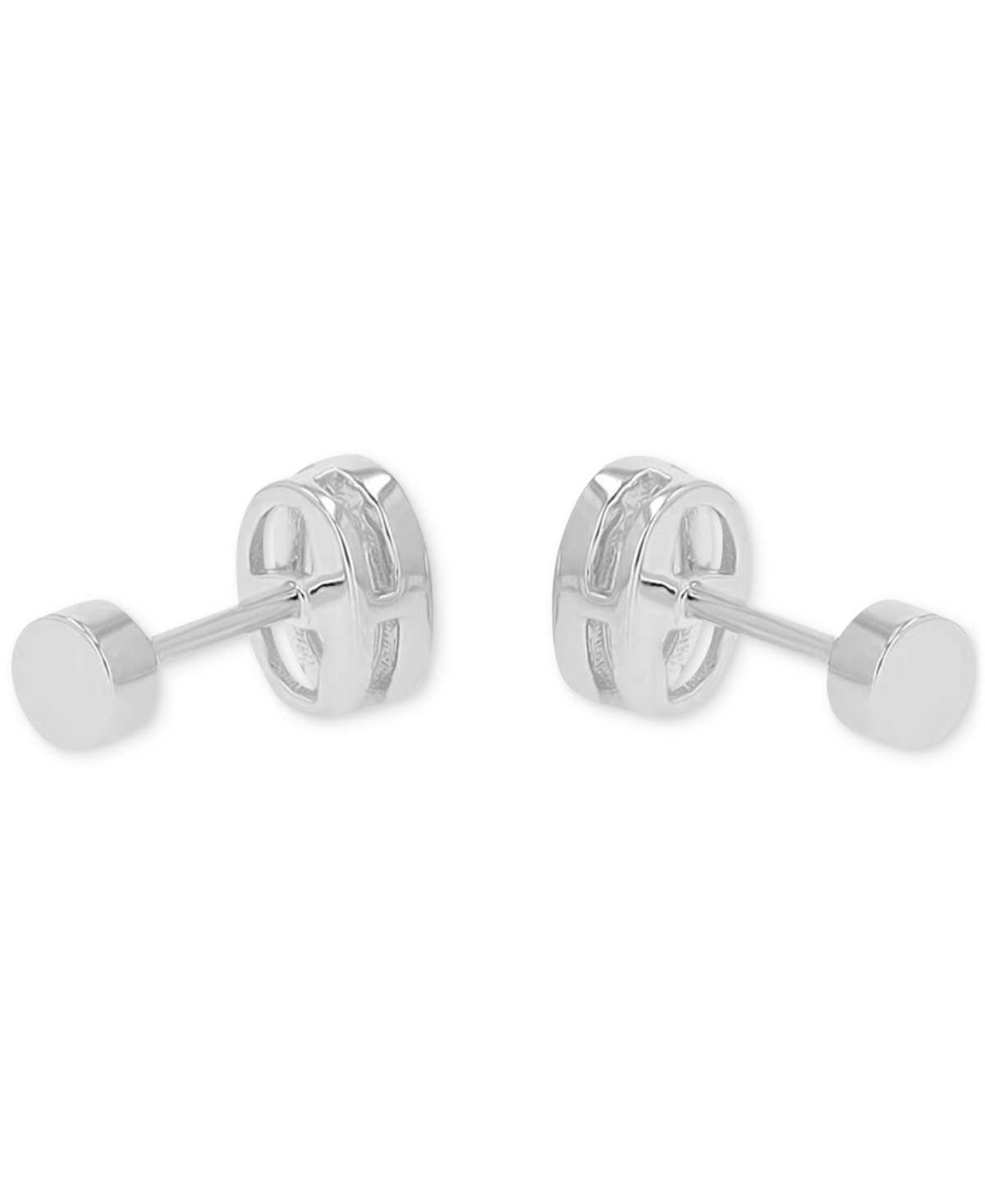 Macy's Cubic Zirconia Oval Stud Earrings (1-3/8 Ct. T.w.) In 14k Gold-plated Sterling Silver In Silver