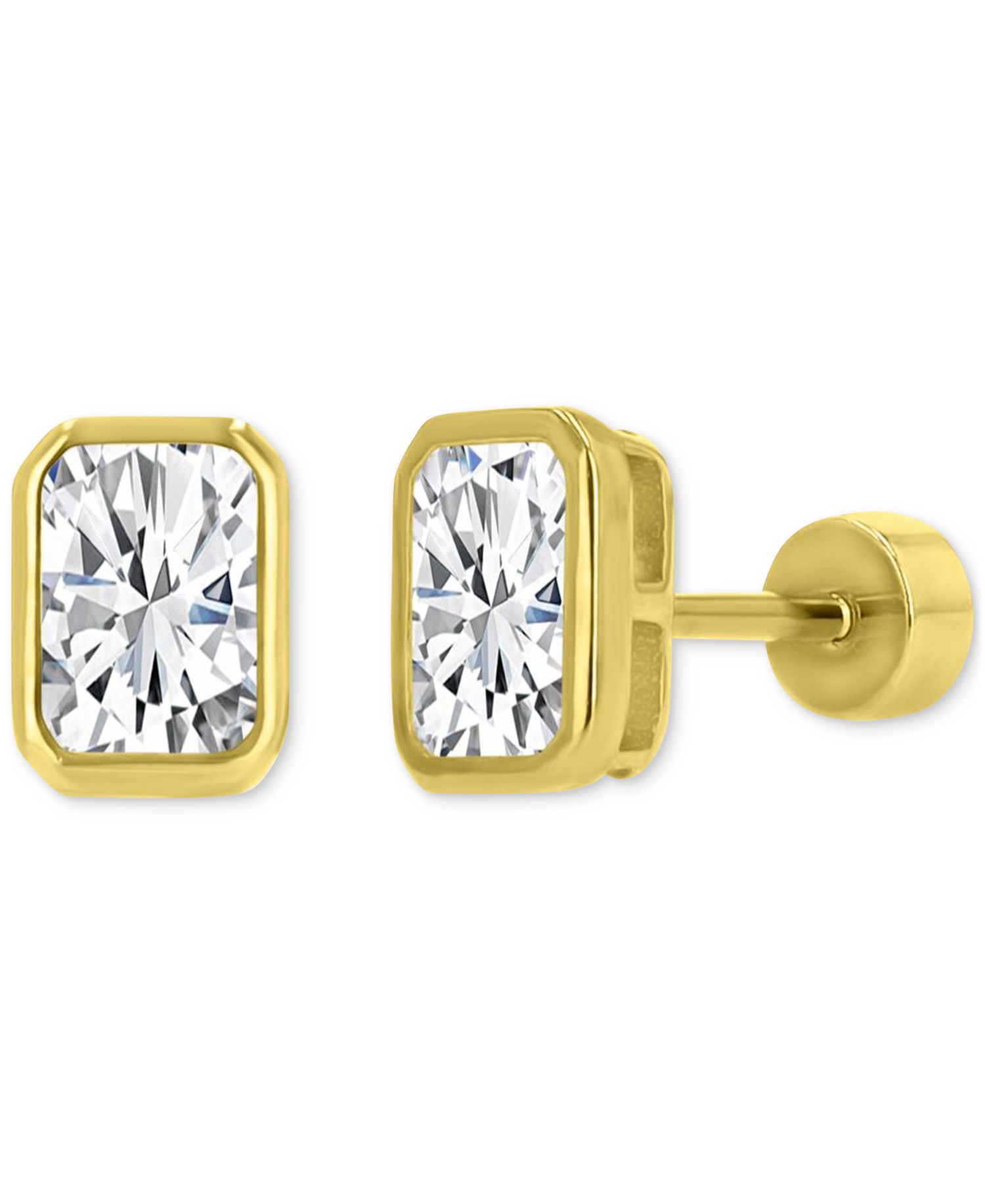 Cubic Zirconia Rectangle Stud Earrings (2-1/4 ct. t.w.) in 14k Gold-Plated Sterling Silver