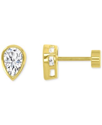 Cubic Zirconia Tear-Shape Stud Earrings (1-1/3 ct. t.w.) in 14k Gold-Plated Sterling Silver