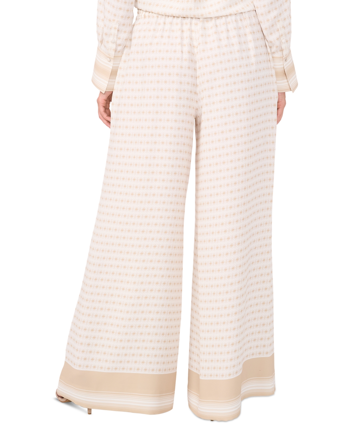 Shop Vince Camuto Women's Border-printed Mid-rise Wide Leg-pants