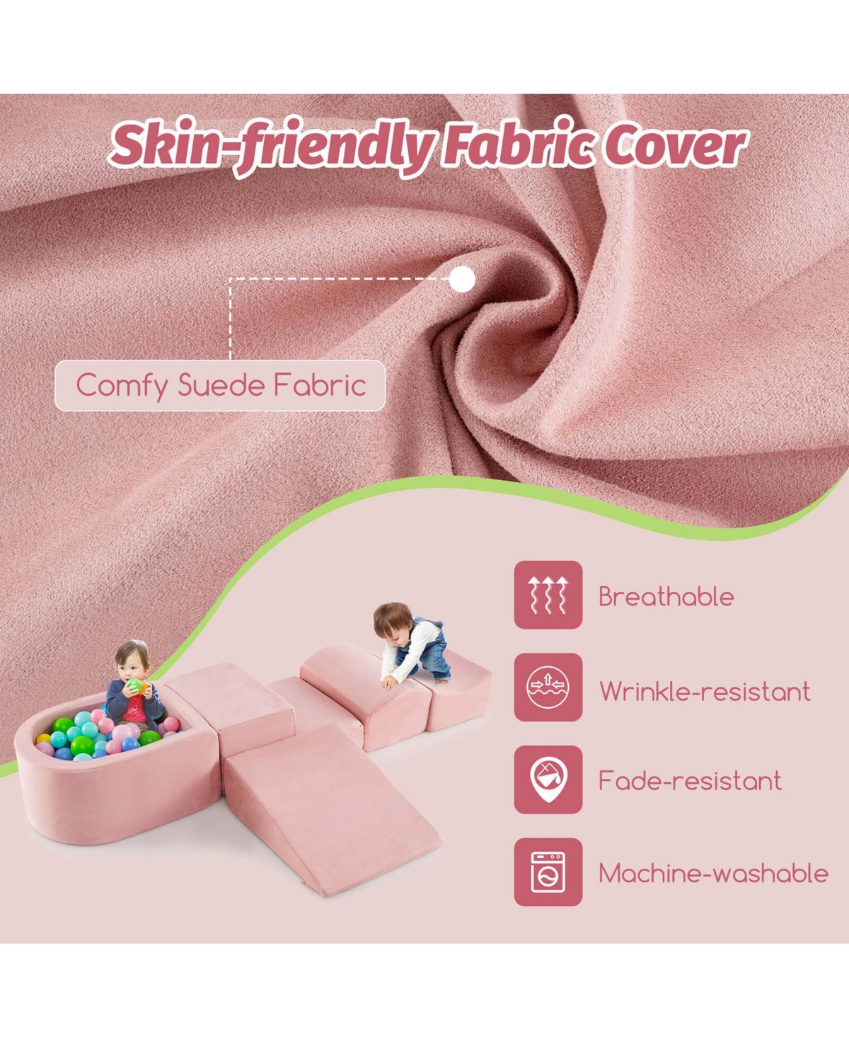 5PCS Climb and Crawl Playset with Ball Pit for Kids Zippers for Playroom