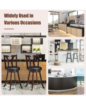 Set of 4 Swivel Bar stool 24'' Counter Height Leather Padded Dining Kitchen Chair