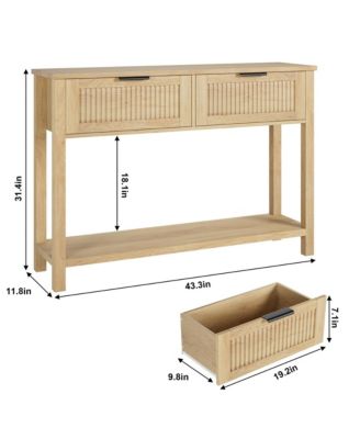 Farmhouse Entryway Table,43 Inch Wood Console Table with 2 Drawers,2 Tier Sofa Table with Storage for Living Room, Foyer Tables for Entryway