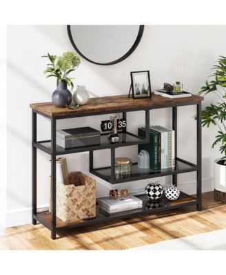 39.4'' Narrow Sofa Table with 4 Tiers Storage Shelf Entryway Table Wood Console Table Thin Sofa Table Side Table Hallway Table for Living Room, Foyer, Hallway, Entrance