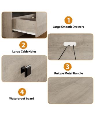 TV Stand for 75 Inch TV, Mid-Century Modern Entertainment Center