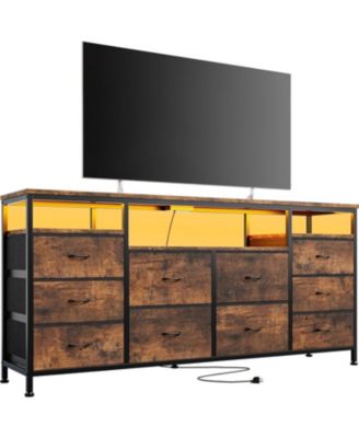 63.3 Inch Black Dresser for Bedroom, 10 Drawer Dresser TV Stand