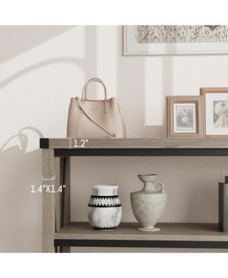 vintage farmhouse style & 3-tier storage, wood, narrow entryway console table for living room, hallway, or behind sofa