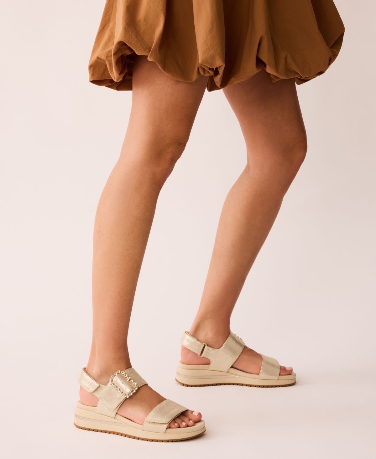 Anne Klein Women's Evanti Buckle Double Strap Sporty Sandals In Light Gold