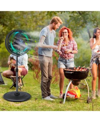 16" Oscillating Misting Pedestal Fan with Hose Connector and 3 Micro-Mist Levels