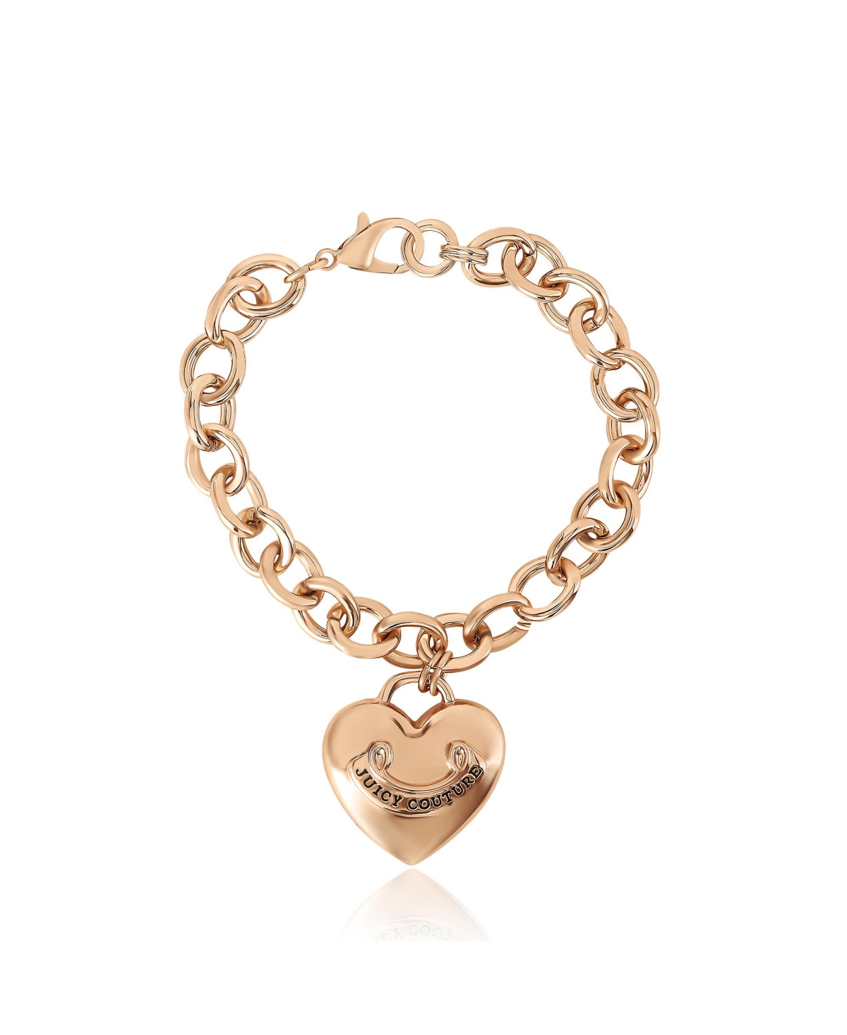 Gold-Tone Chain Bracelet with Heart Charm - Gold tone