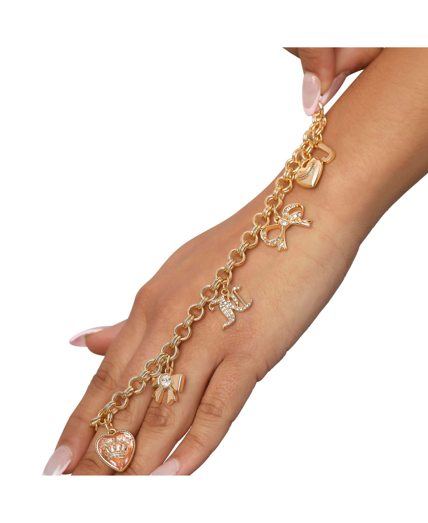 -Tone Charm Bracelet with Bow and PavÃ© Details