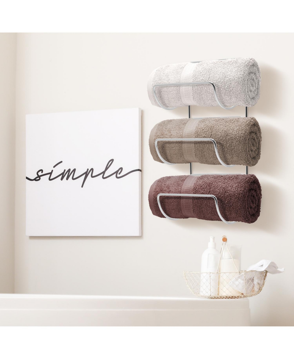 Sorbus Set of 4 Wall-Mount Towel Rack - Great for Organizing Rolled Bath Towels, Washcloths, Linens (Holds 12
