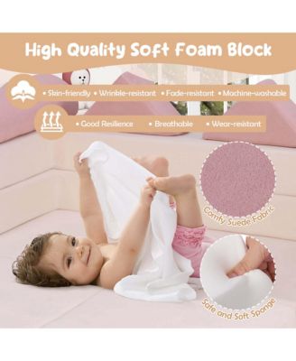 Kids Modular Play Couch Play Set with Suede Fabric Cover High-Density Foam