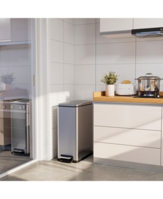 11.9 Gallon/ 45 Liter + Two 1.6 Gallon/6 Liter Rectangular Step-on Trash Can Set For Bathroom and Kitchen