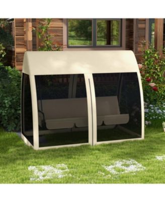 3-Seat Outdoor Swing Chair, Convertible Porch Swing Bed,