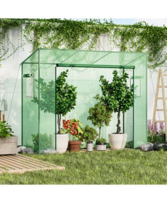 Outdoor Portable PE Cover Heavy-Duty Metal Frame Roll-up Zipper Door Walk-in Greenhouse