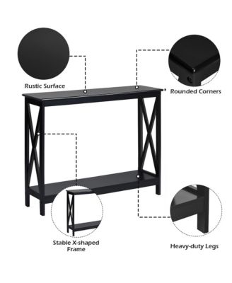 1 PC P2 MDF 2-Tier Console Table x-Design Bookshelf Sofa Side Accent Table
