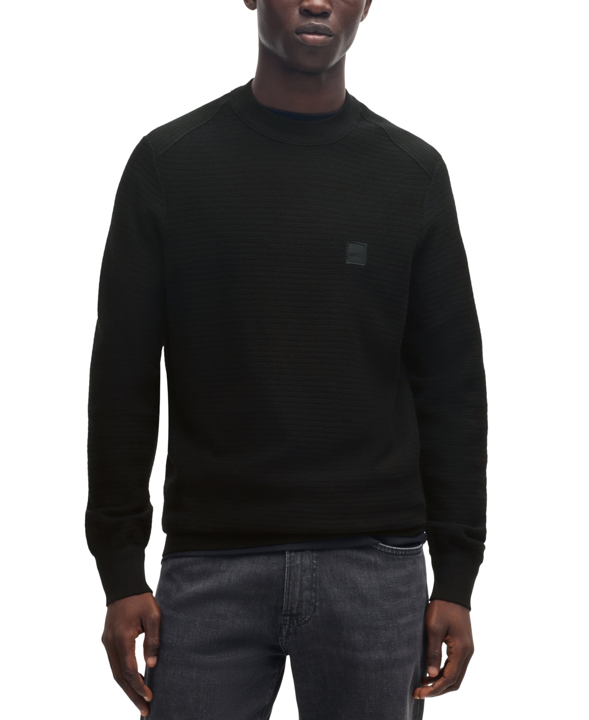 Hugo Boss Boss By  Men's Logo Patch Regular-fit Sweater In Black