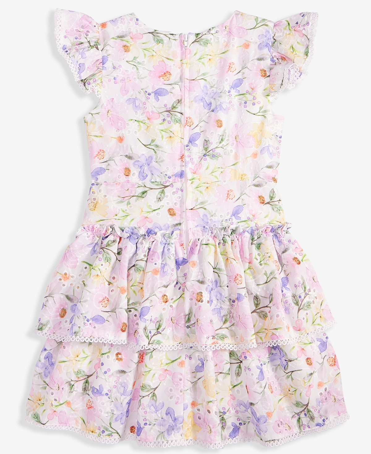 Rare Editions Toddler And Little Girls Floral Eyelet Drop Waist Dress In Lilac
