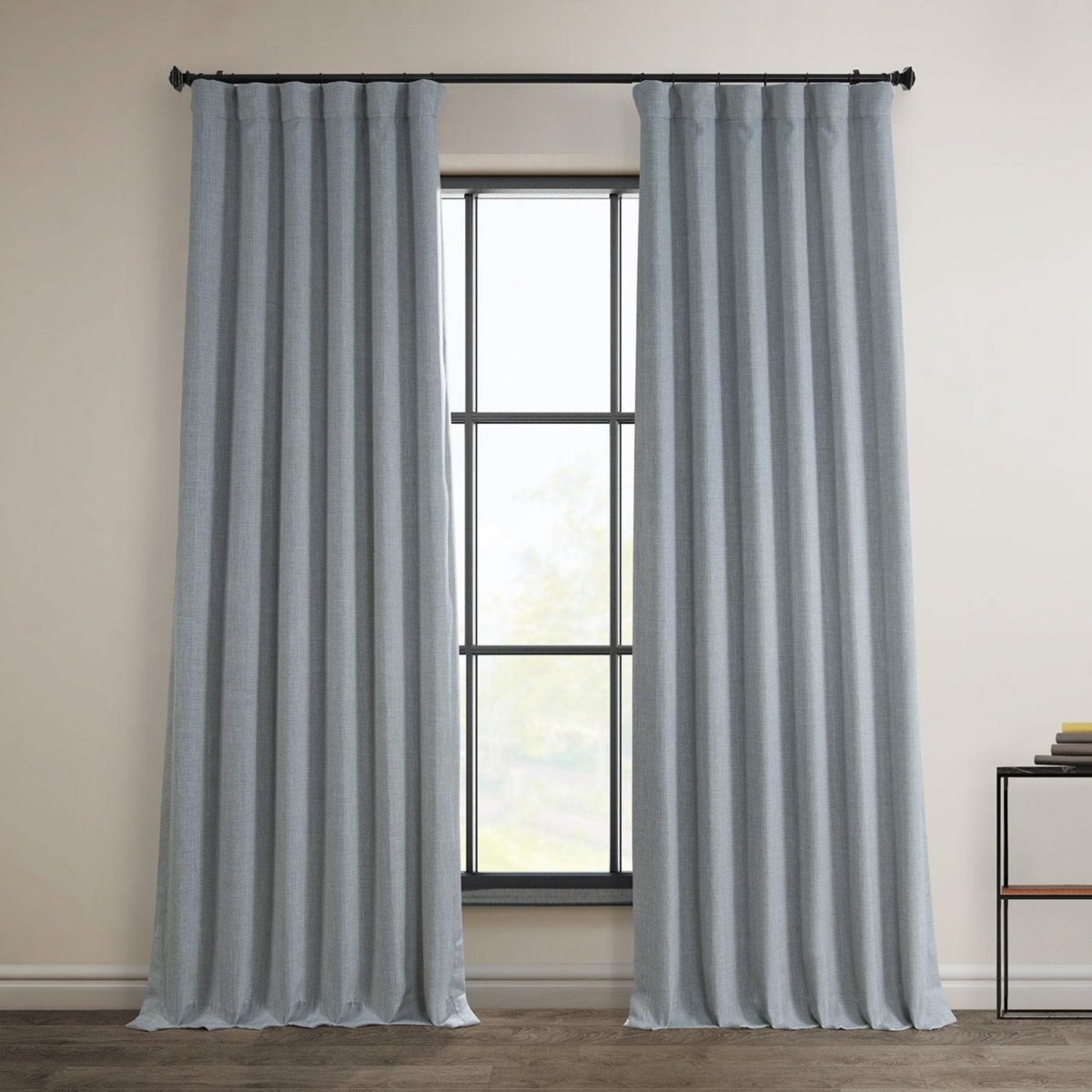 Half Price Drapes Textured Faux Linen Room Darkening Curtain