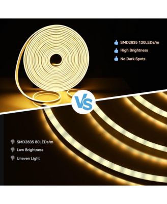 100FT Warm White Neon Rope Lights with Remote Control AC 110V IP65 Waterproof Cuttable Dimmable Flexible DIY DEL-D100W