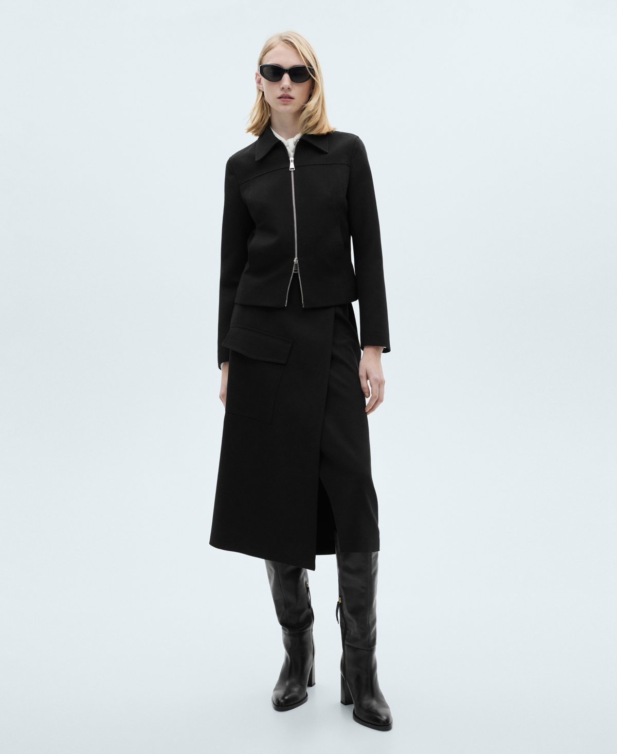 Mango Women's Buckle Detail Midi Skirt In Black