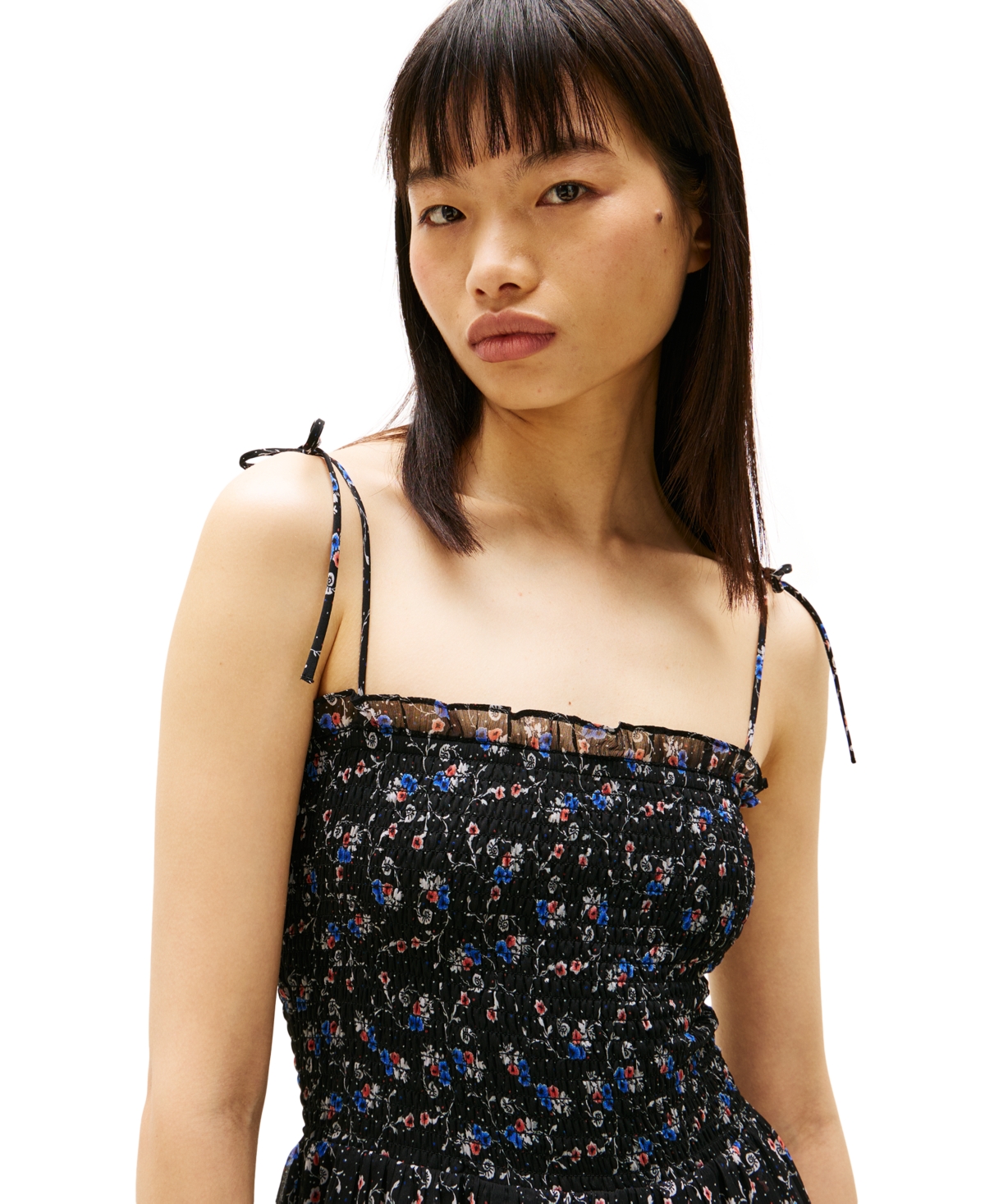 Tommy Jeans Women's Smocked Floral Maxi Dress In Small Flowers Aop
