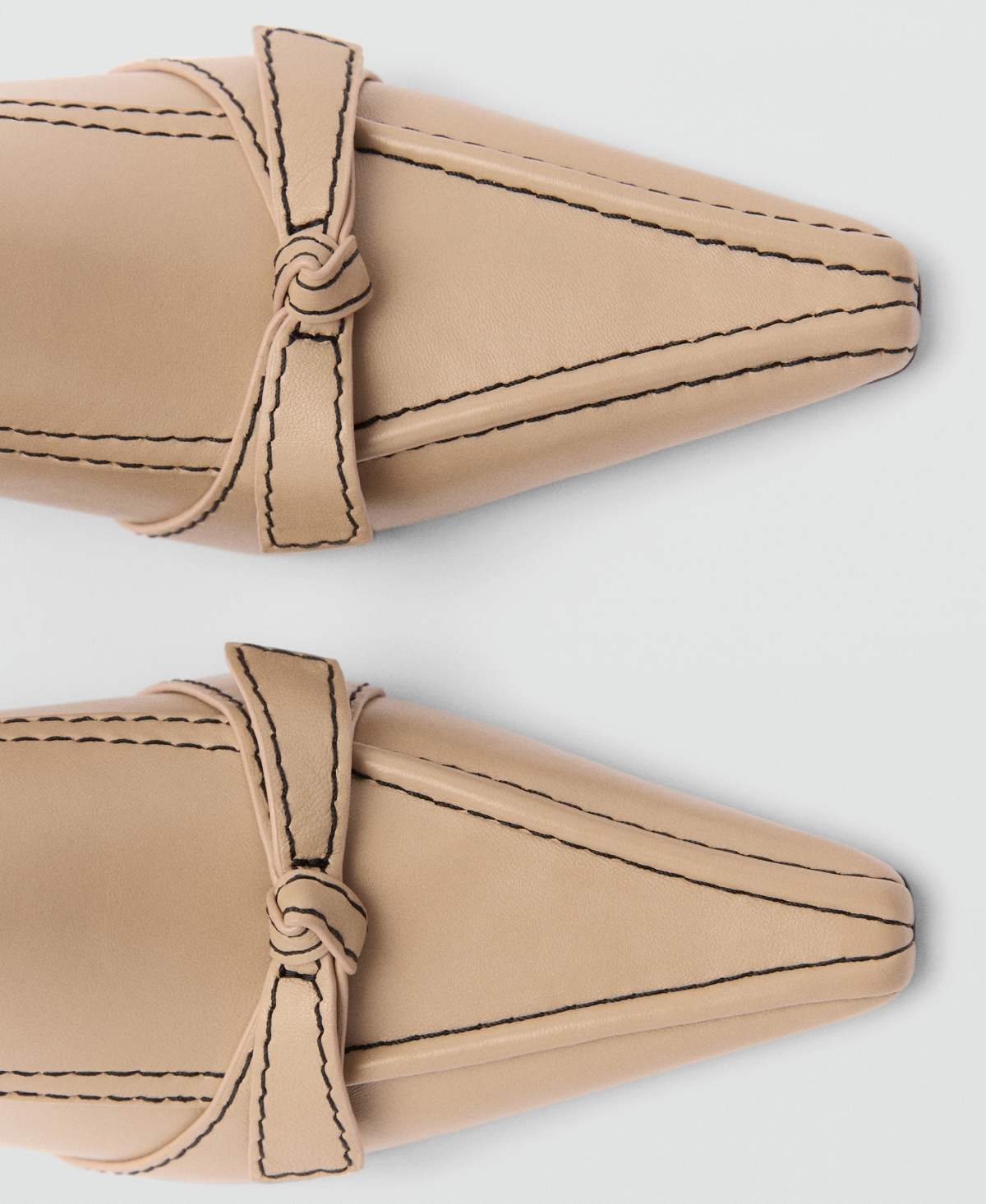 Shop Mango Women's Bow And Decorative Stitching Leather Boots In Ecru