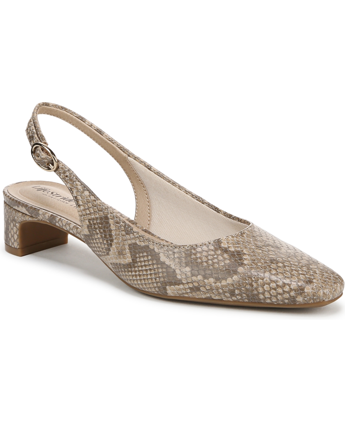 Shop Lifestride Women's Lorena Pointed Toe Slingback Pumps In Taupe Faux Leather