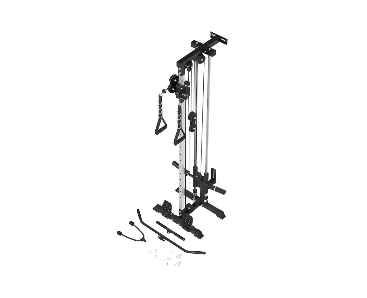 Wall Mount Cable Station, Cable Crossover Machine with 18 Positions Dual Pulley System for Home Gym Fitness Equipment - Red