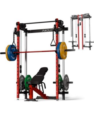 Mikolo Folding Squat Rack, Wall Mounted Power Rack with Cable Crossover ...