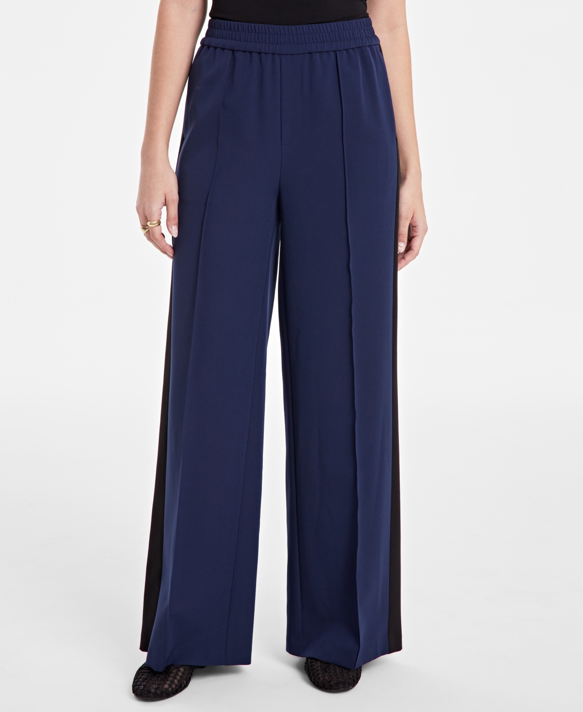 On 34th Women's Mid-rise Side-stripe Wide-leg Pants In Intrepid Blue