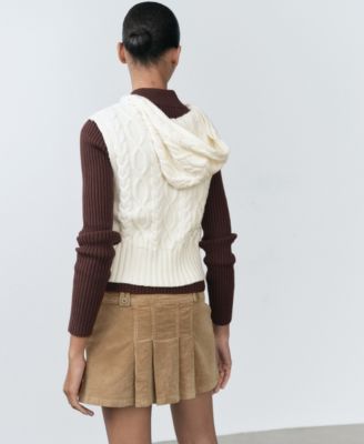 Women's Hooded Cable Knit Sweater Vest