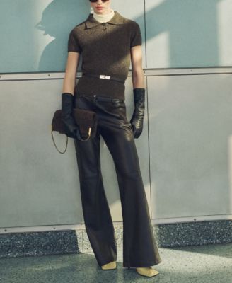 Women's Short Sleeve Polo Neck Sweater