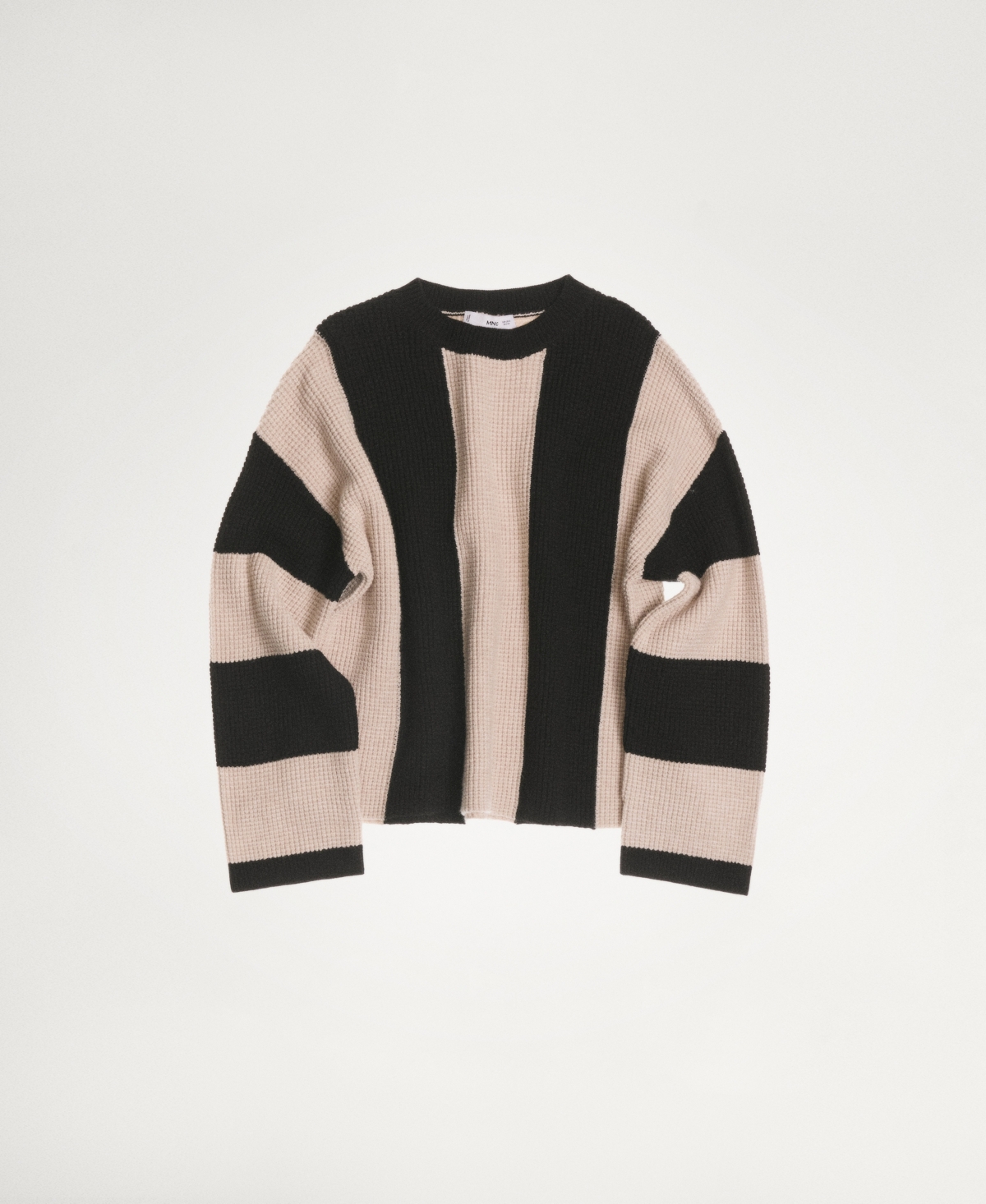 Mango Knit Striped Sweater Black In Black