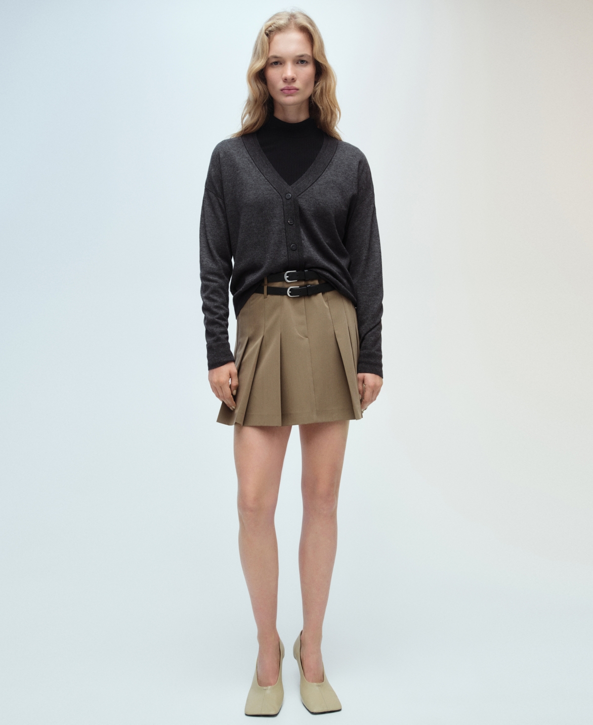 Mango V-neck Cardigan In Dark Heather Gray