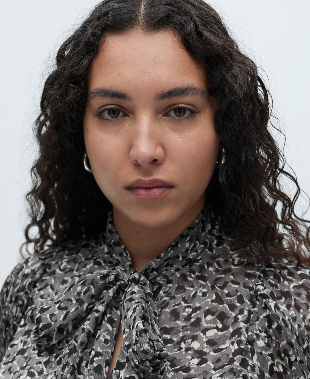 Mango Leopard-print Blouse With Collar And Bow Black In Black