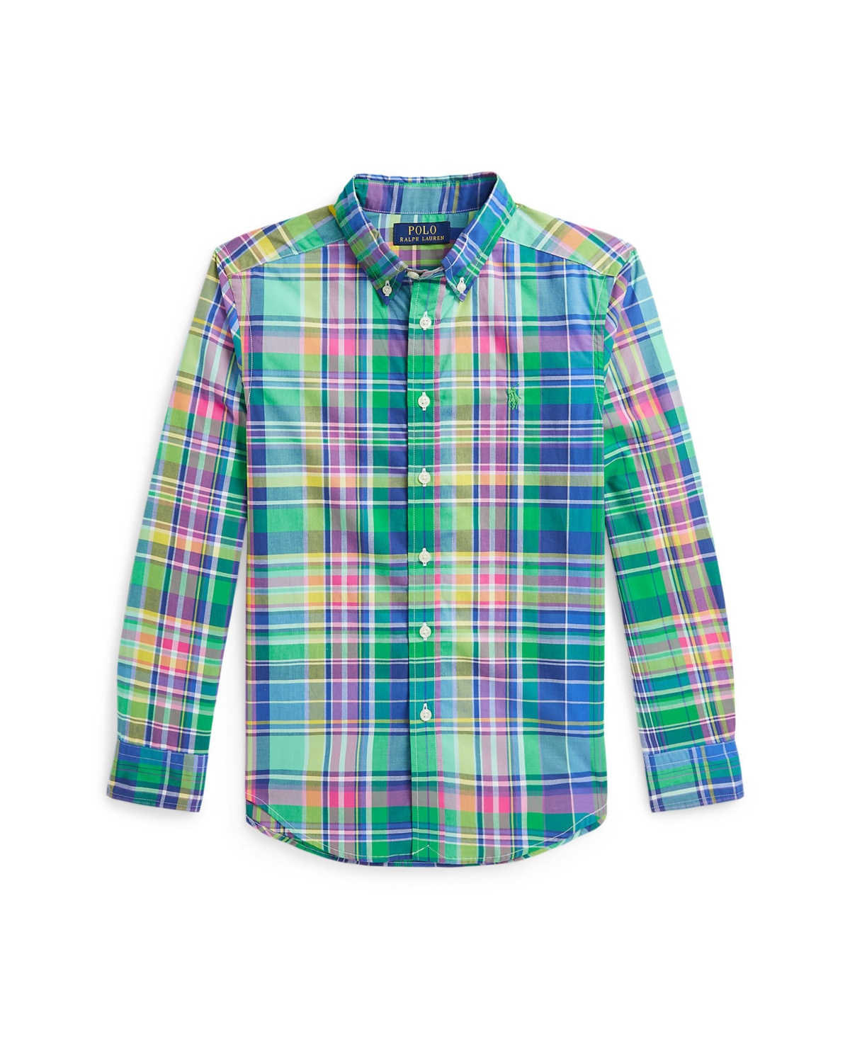 Polo Ralph Lauren Big Boys Plaid Poplin Shirt In Seafoam Blue Multi